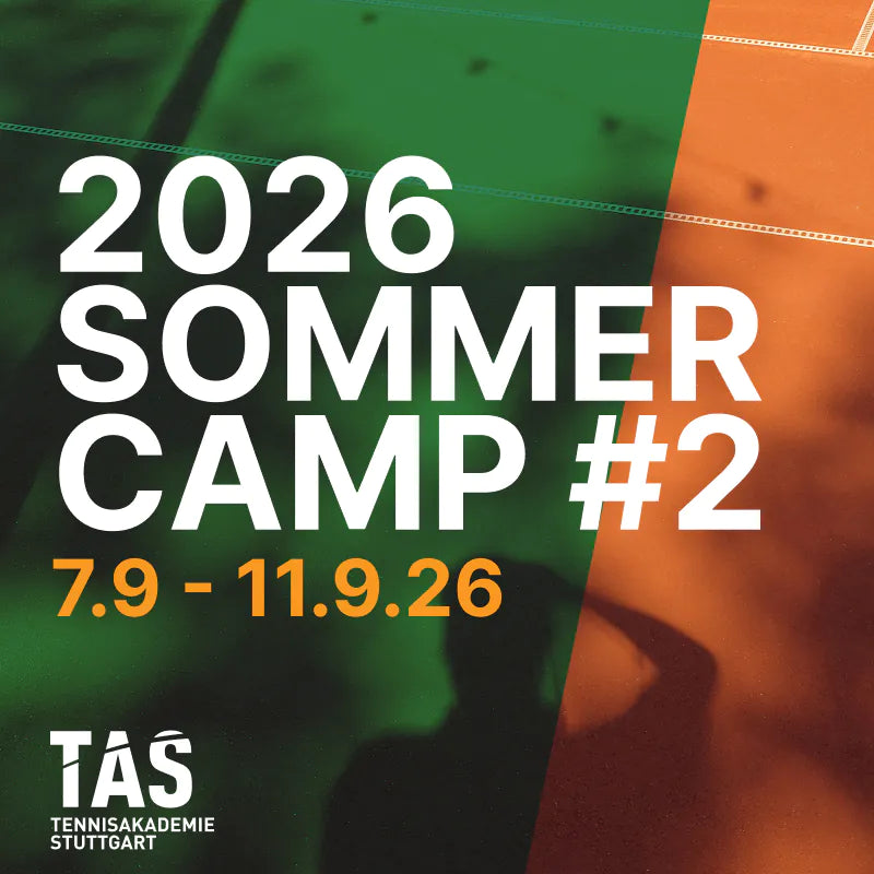 Grafische Kurskarte für das Zweite Sommercamp 2026 der Tennisakademie Stuttgart.
